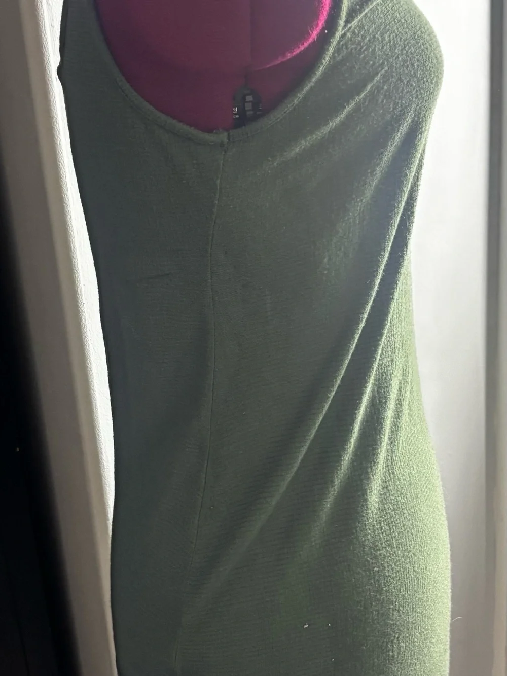 Olive Green Ribbed Tank Dress